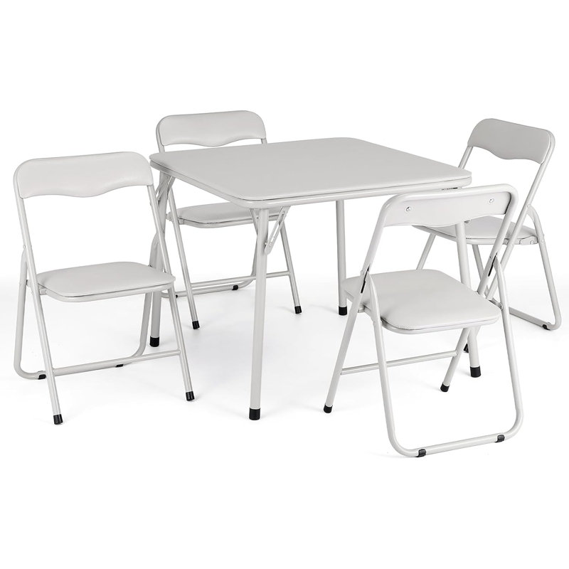 Ensemble table et chaise pliantes pour enfants, mobilier portatif à structure métallique pour enfants, Beige