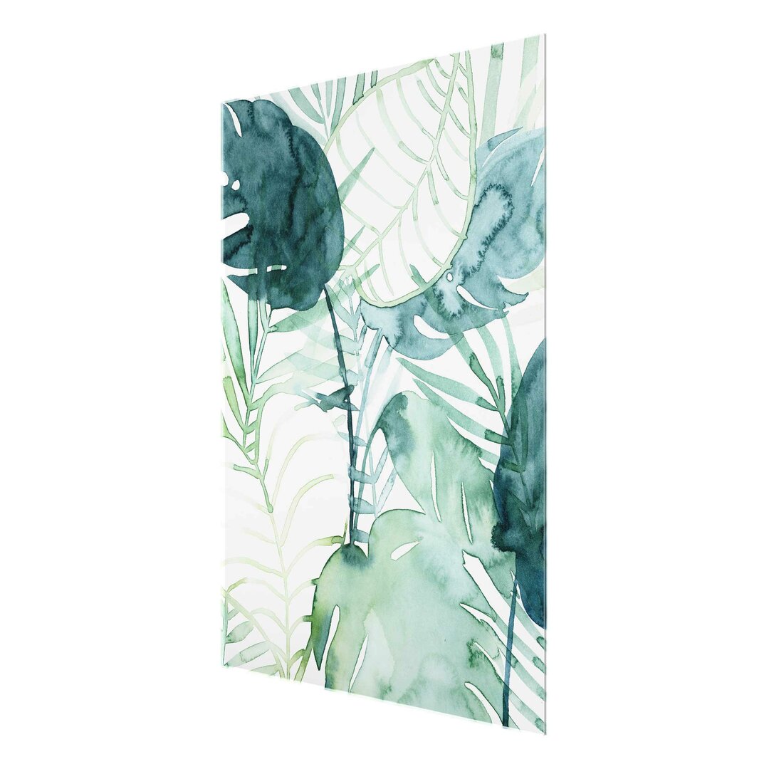 Glasbild Palmblätter in Aquarell II