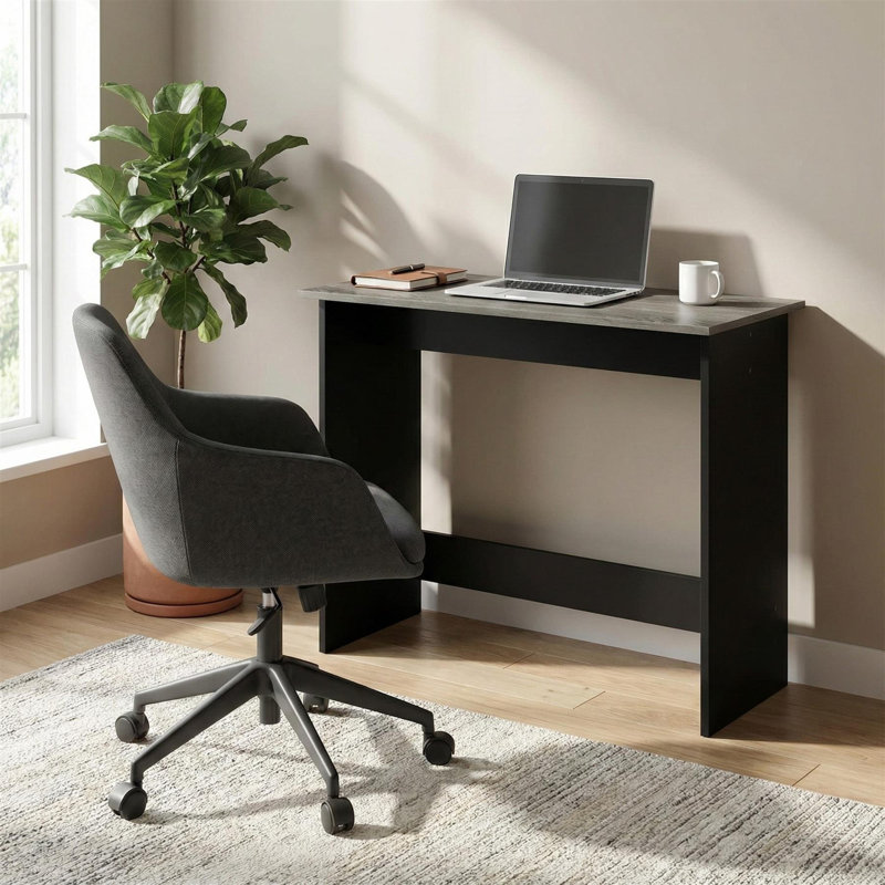 Bureau d'écriture contemporain en chêne français et noir Simplistic Study Table, Olivier à fruits noirs / noir
