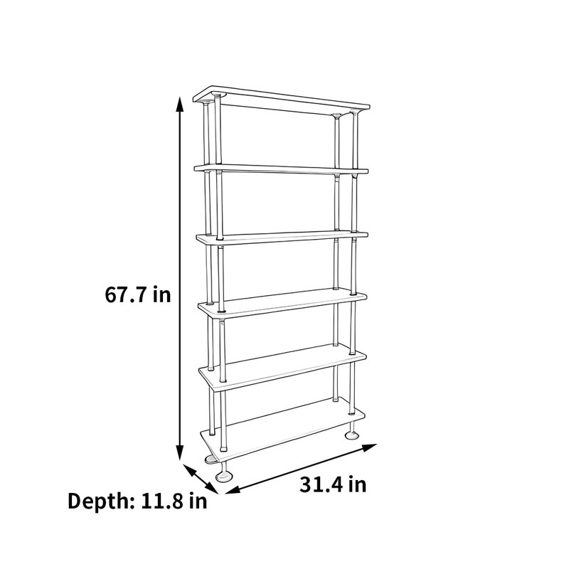 Bibliothèque simple et de haute qualité, (6 tablettes) H 67,7 po x l 31,4 po x P 11,8 po