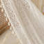 Ensemble de 2 panneaux de rideaux en dentelle WAZZIO Boho - Voilages en mélange de coton rétro avec motif géométrique au crochet et garniture à pampille, passe-tringle filtrant la lumière semi-transparente pour le salon (paquet de 2)-113960104-113960105