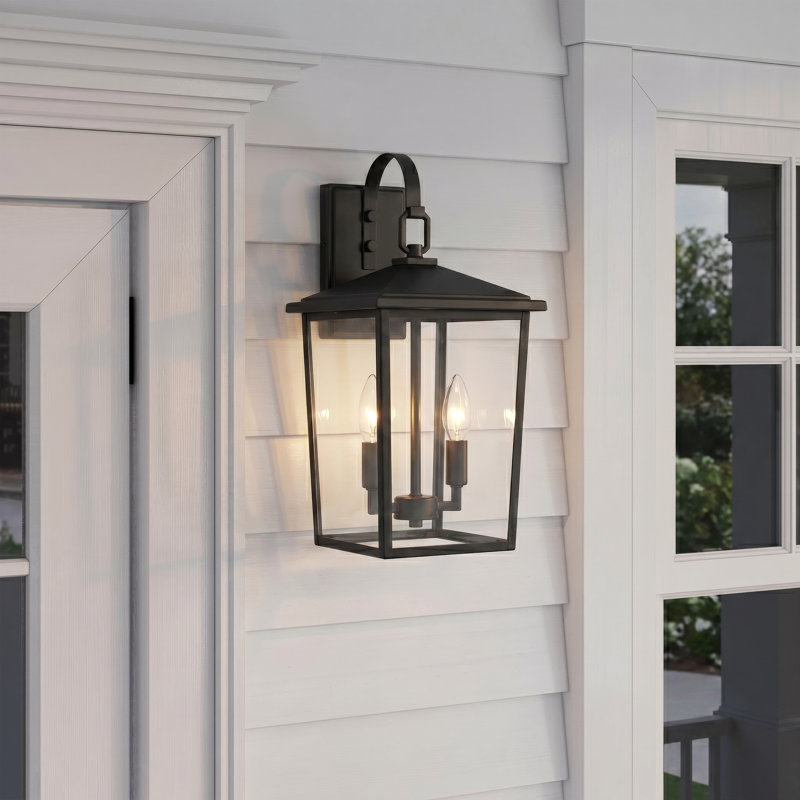 Messerly 2 Light 18" Tall Outdoor Wall Sconce, Powder Coated Black