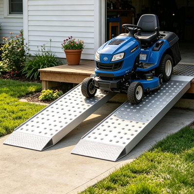 2 Pack 3000 LBS Heavy Duty Aluminum Loading Ramps Anti-Slip Wheel Ramps for Lawn Mower, ATV, Hand Cart & Light Yard Equipmen