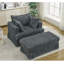 Fauteuil en velours côtelé avec repose-pieds-1496291000