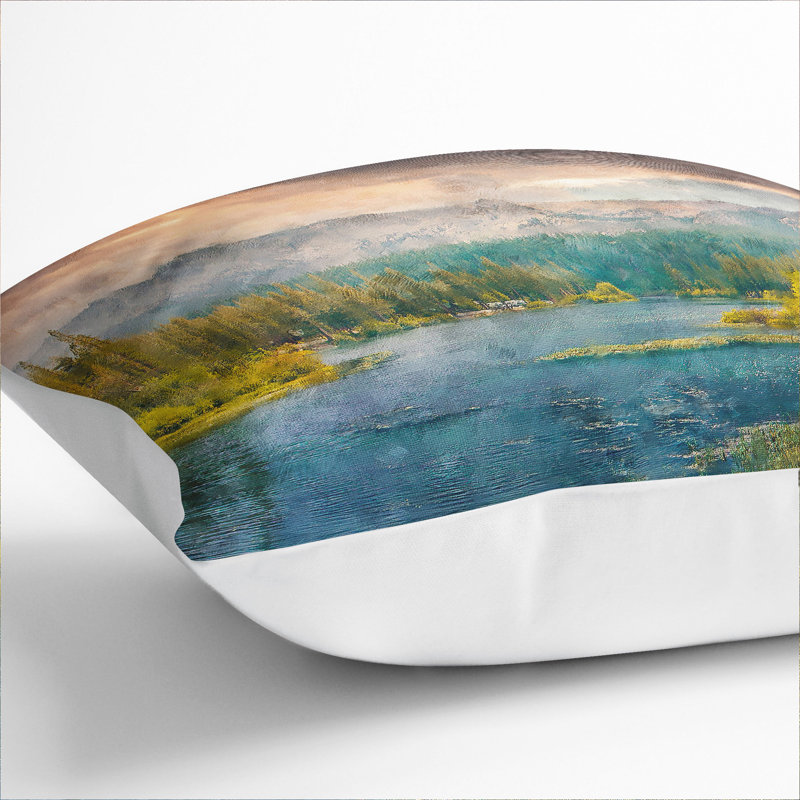 Forest and Lake Vol.4 Painting Scatter Cushion, 55cm H x 55cm W x 20cm D, White