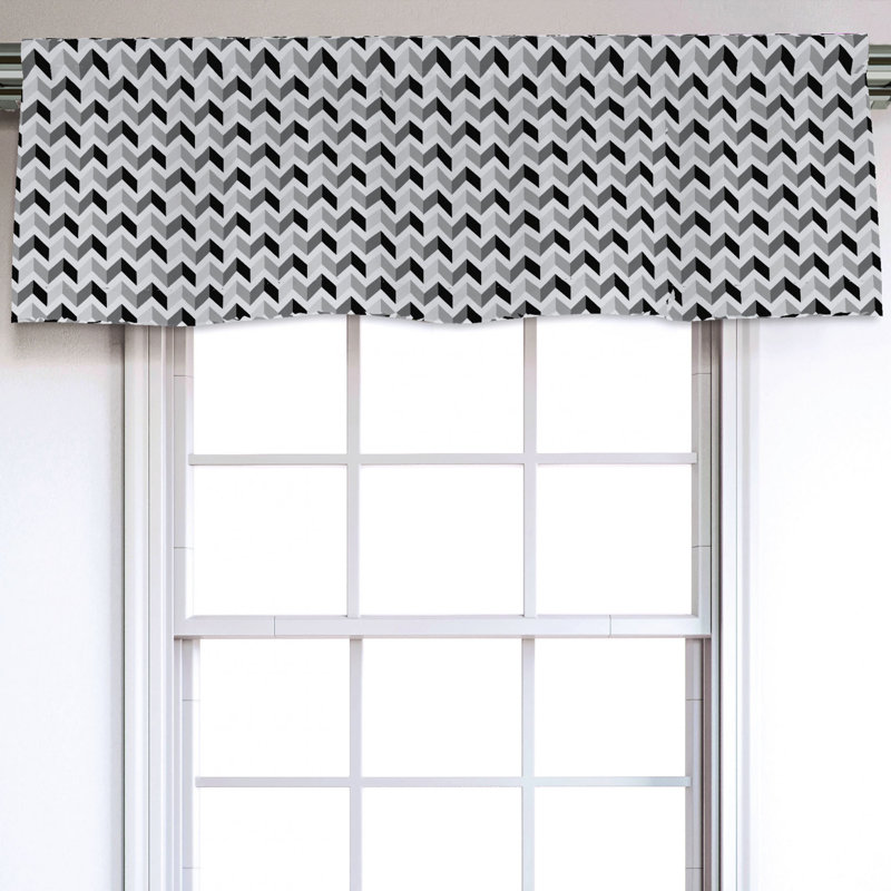 Sateen Geometric Ruffled Window Valance