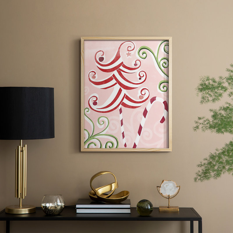 «Candy Cane Holiday I», reproduction encadrée - bois massif, Encadré naturel, H 11 po x l 9 po