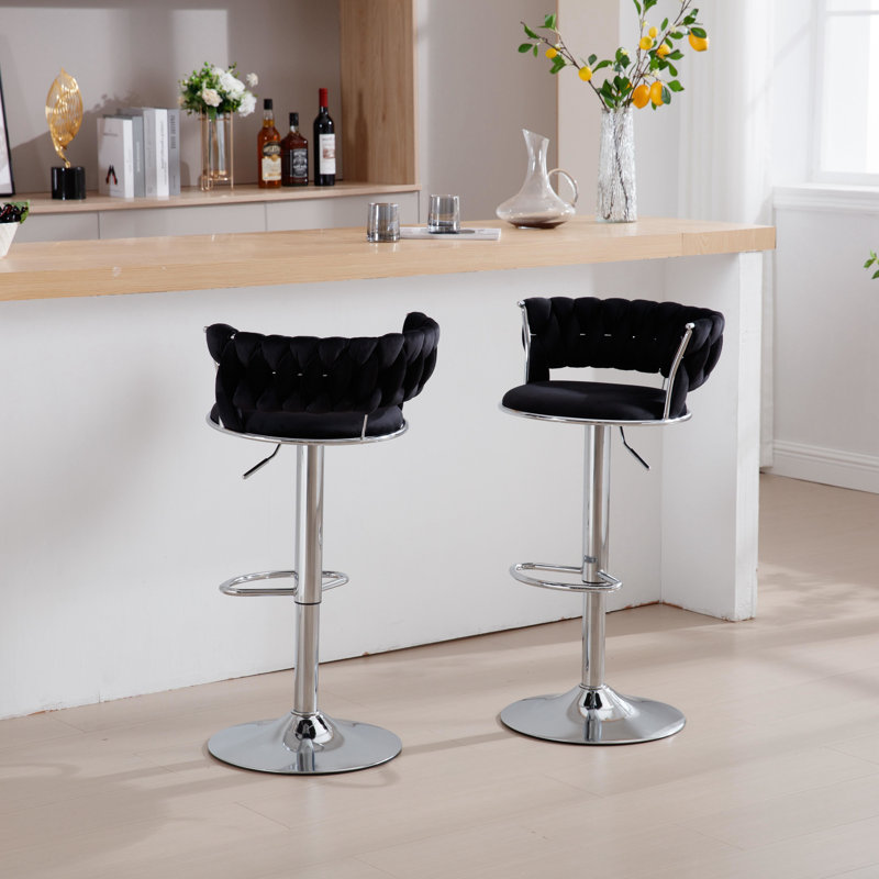 Ensemble de 2 tabourets pivotants à hauteur réglable, Argent argent, Noir, noir, noir, noir
