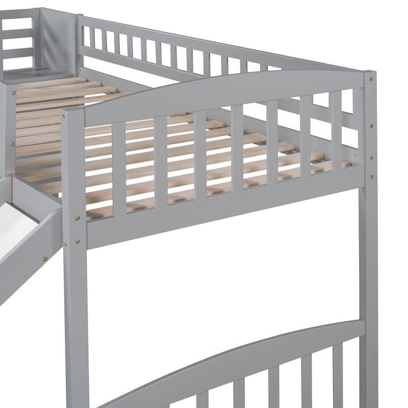 Lit mezzanine avec deux tiroirs et glissière, Gris