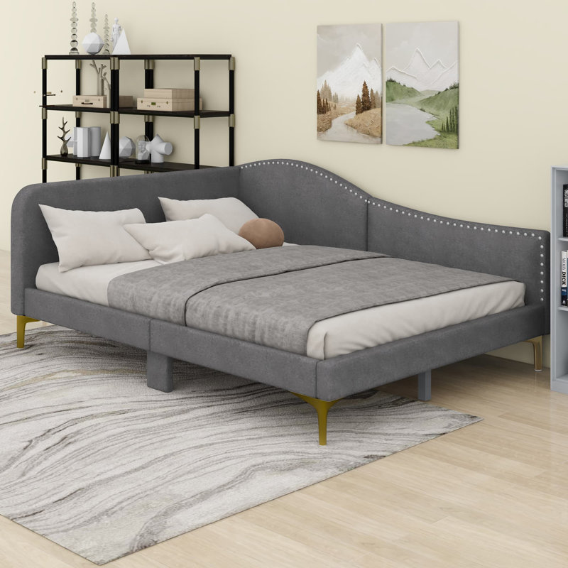 Upholstered Daybed With Headboard And Armrest, Full