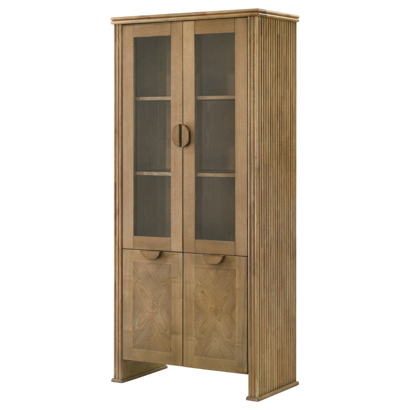 Vitrine 4 portes brun clair vieilli