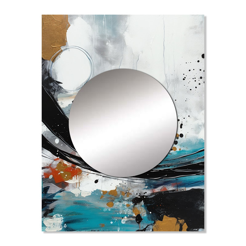 Zen Exploration Boho Simplicity III - miroir mural abstrait unique, miroir moderne, impression d'art en métal, 32 po x 24 po