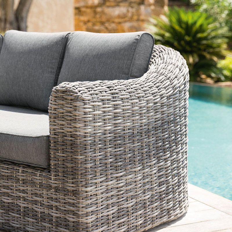 Bestla 5 Seater Rattan Corner Sofa Set, Dark Grey, Shadow Land
