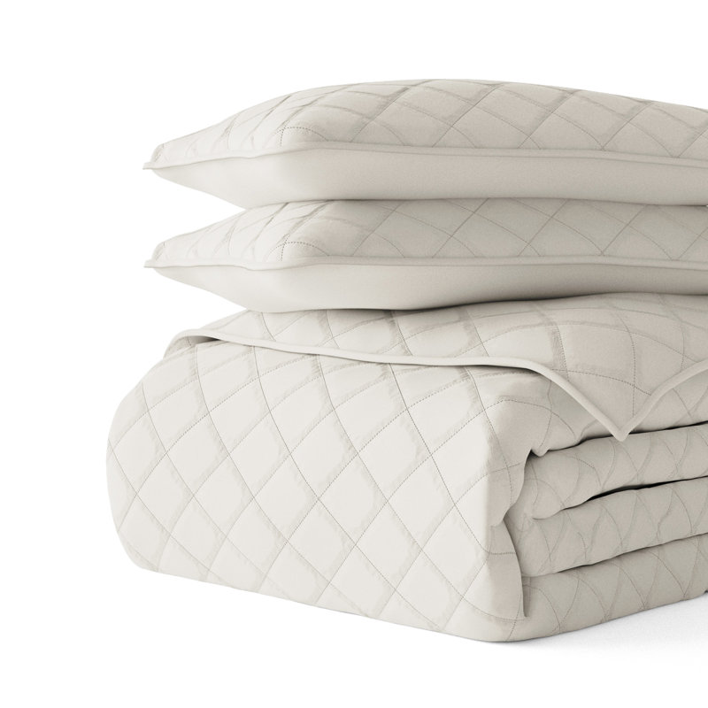 Natural Twin Microfiber Reversible Quilt Set with Shams