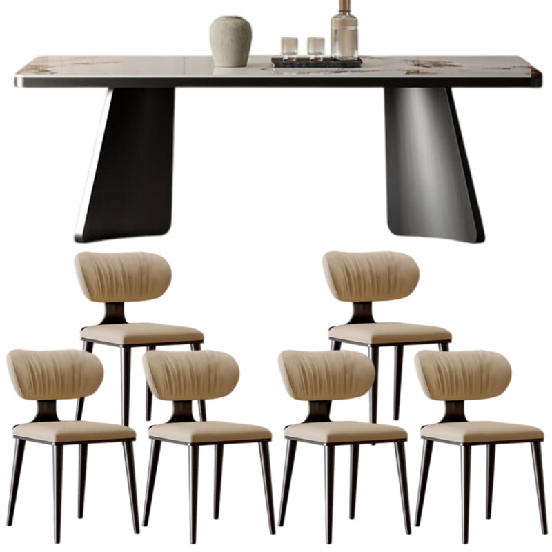 Light luxury modern rectangular dining table sets., 29.53"H x 86.61"L x 35.43"W
