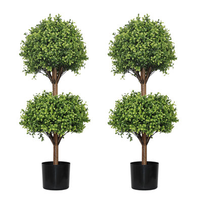 40'' Artificial Boxwood Double Ball Topiary Trees