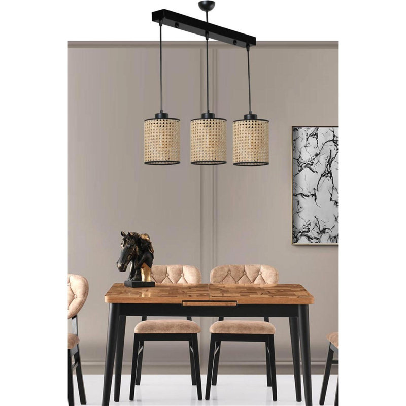 Annaleigh 3 - Light Rattan Cylinder Pendant