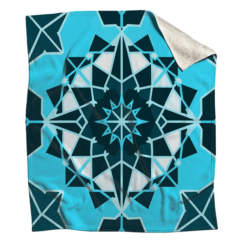 Couvertures de mandala géométriques bleues, L 50 po x H 60 po
