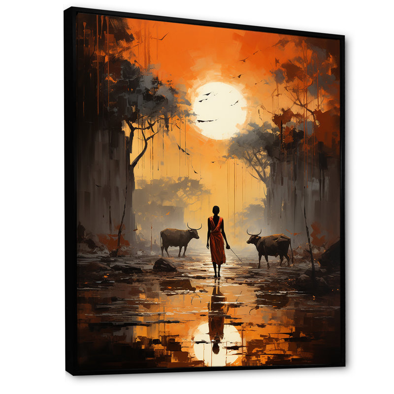 Art africain africain Dinka, Cadre flottant noir, H 32 po x l 16 po x P 1 po