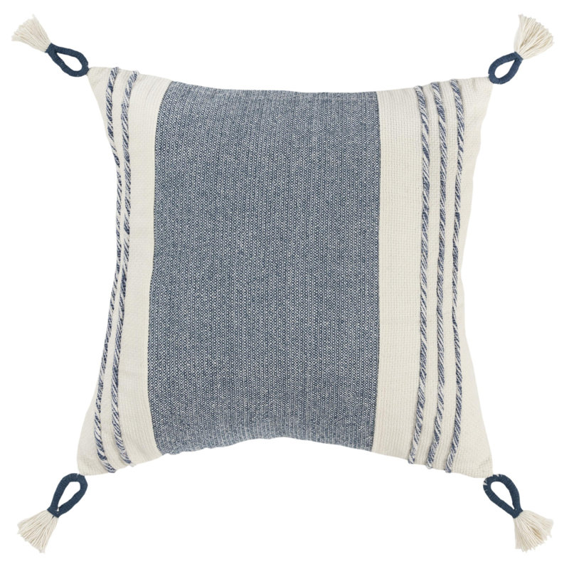 Coussin décoratif en coton 20 "avec blocs de couleur bleu et blanc