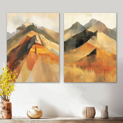 Couleurs de la Montagne Arc-en-ciel I - Décoration murale Montagnes pour salon (paquet de 2)