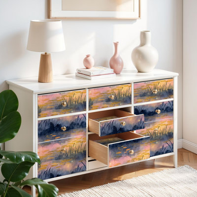 Papier peint adhésif à peler et coller Serene Twilight Wetland Reeds auto-adhésif et amovible 17,7 po x 118 po (45 x 300 cm)