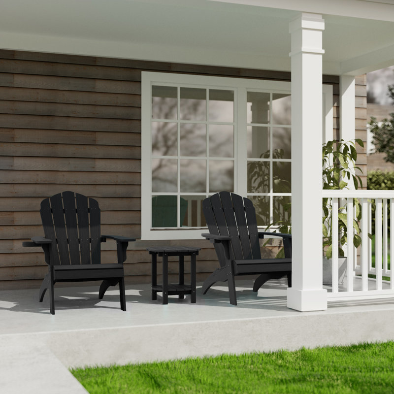 Oversized Adirondack 3 Piece Seating Group, Black
