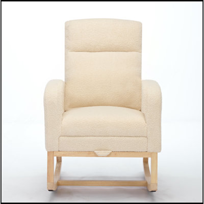 Modern Accent Rocking Chair Rocking Chair With Solid Wood Legs, Upholstered Nursery Glider Rocker, Comfy Armchair With Side Pocket, Living Room Lounge -  Mercer41, 415087BCB2A848EEAB6DC8814F170415