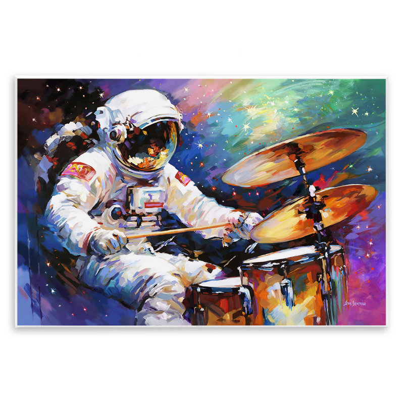 «Cosmic Drummer Musician» par Leon Devenice, H 13 po x l 19 po