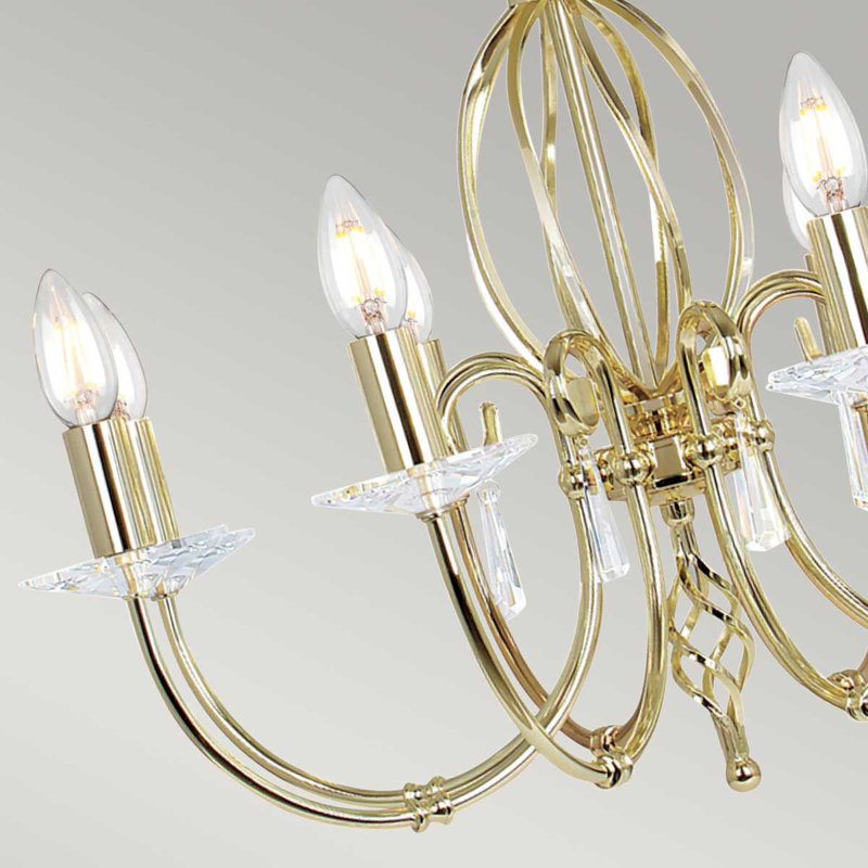 Vosburgh 8 - Light Candle Style Chandelier, Polished Brass