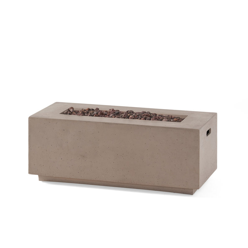Rectangular MgO Concrete Propane Fire Pit, (Tank Cover not Included), Light Gray