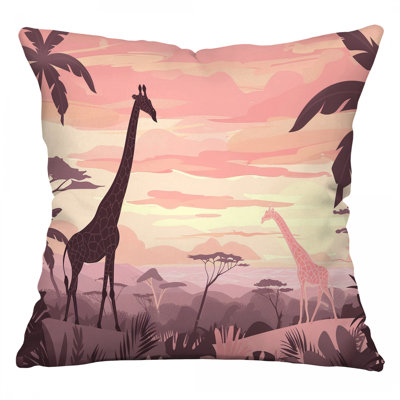 Giraffe Animal Microsuede Reversible Throw Pillow