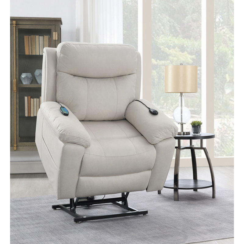 Fauteuil inclinable électrique en microfibre Chriki, Beige Microfiber