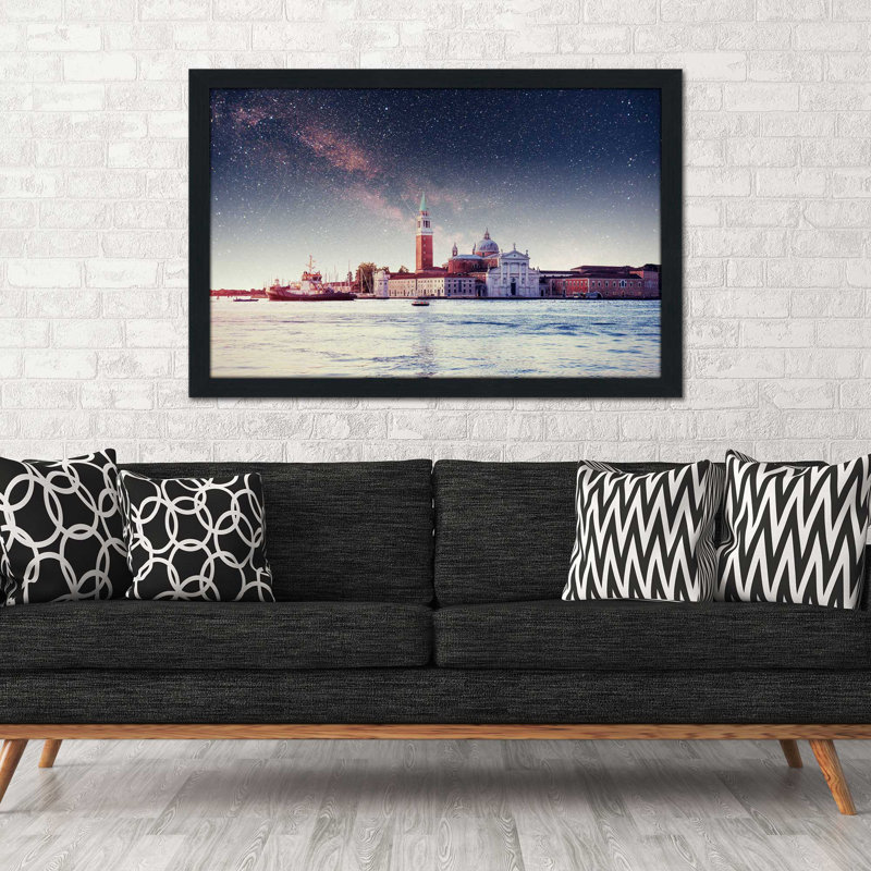 «Milky Way Sea», reproduction d'impression encadrée, H 33,5 po x l 49,5 po x P 1 po, Cadre espresso