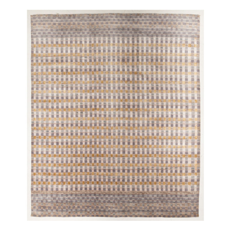 Hand Loomed Striped Area Rug in Yellow