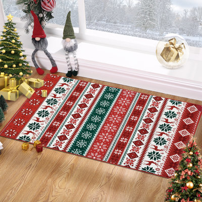 Tapis de Noël pour le salon Tapis d'hiver lavable à la machine Tapis antidérapant flocon de neige Tapis de Noël pour salle de bain