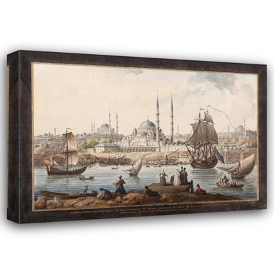 «New Mosque and the Port of Istanbul» par Jean-Baptiste Hilaire - Art mural sur toile tendue avec châssis