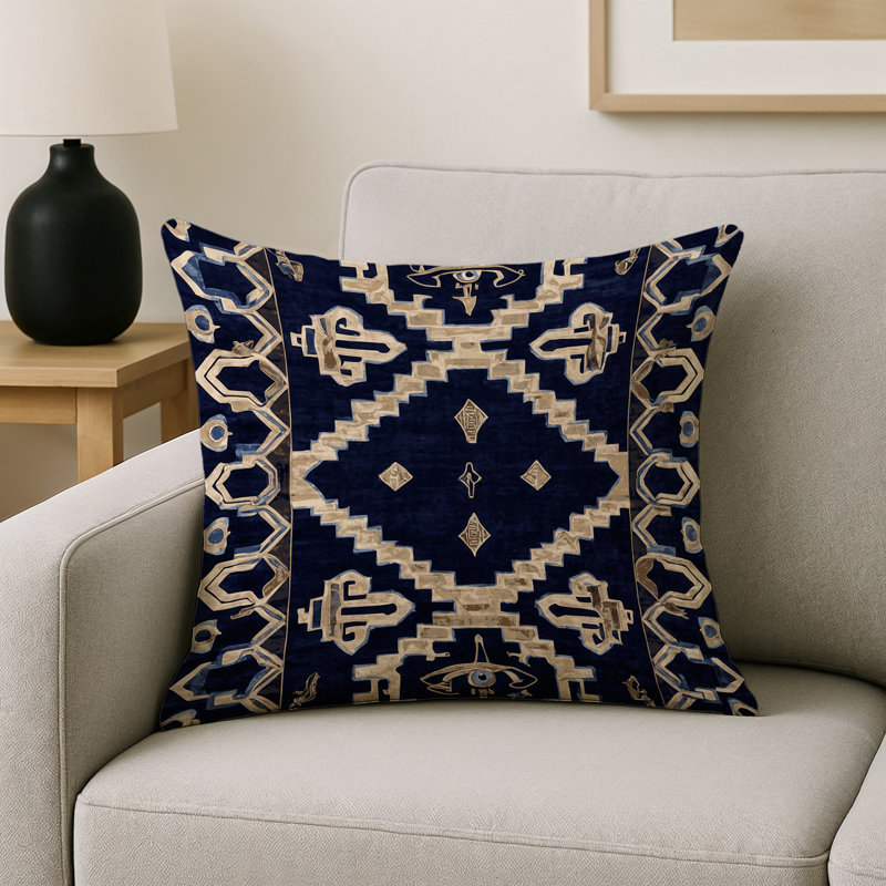 Coussin décoratif intérieur et extérieur Modern, Gris géométrique 14, Carré 16 po