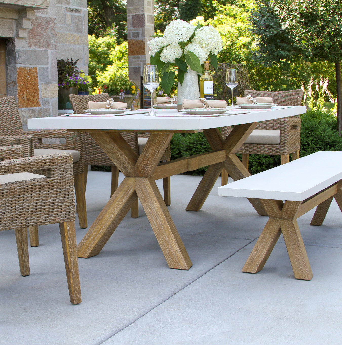 Fleur 74" Eucalyptus Patio Dining Table