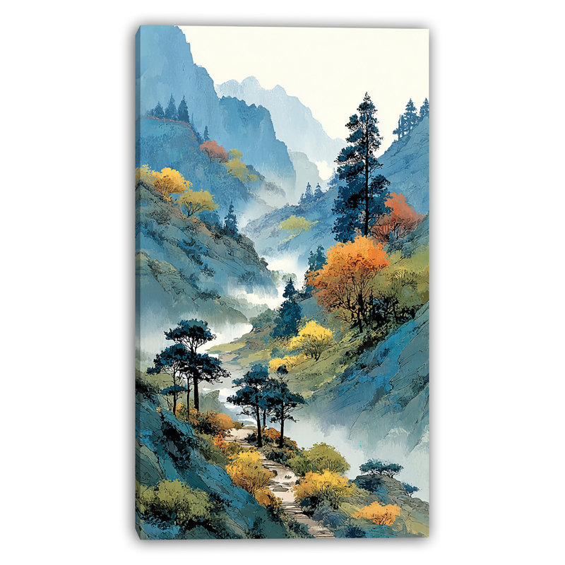 Art mural sur toile Misty Valley Path, H 42 po x l 24 po