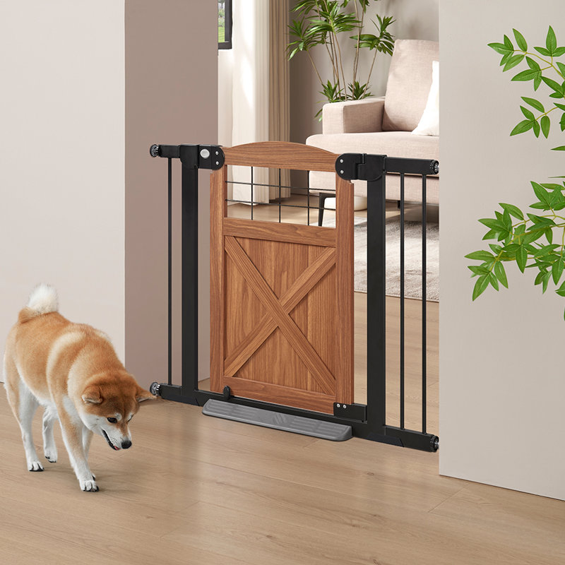 Pressure Mounted Pet Gate, 99.1cm H, Brown/Black