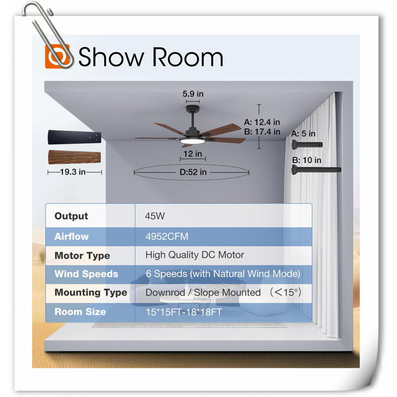 Myhrren Ceiling Fan with LED Lights