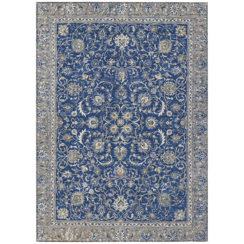 Machine Washable Indoor/Outdoor Chantille ACN2576 Traditional Rug, 5' x 7'6", Navy