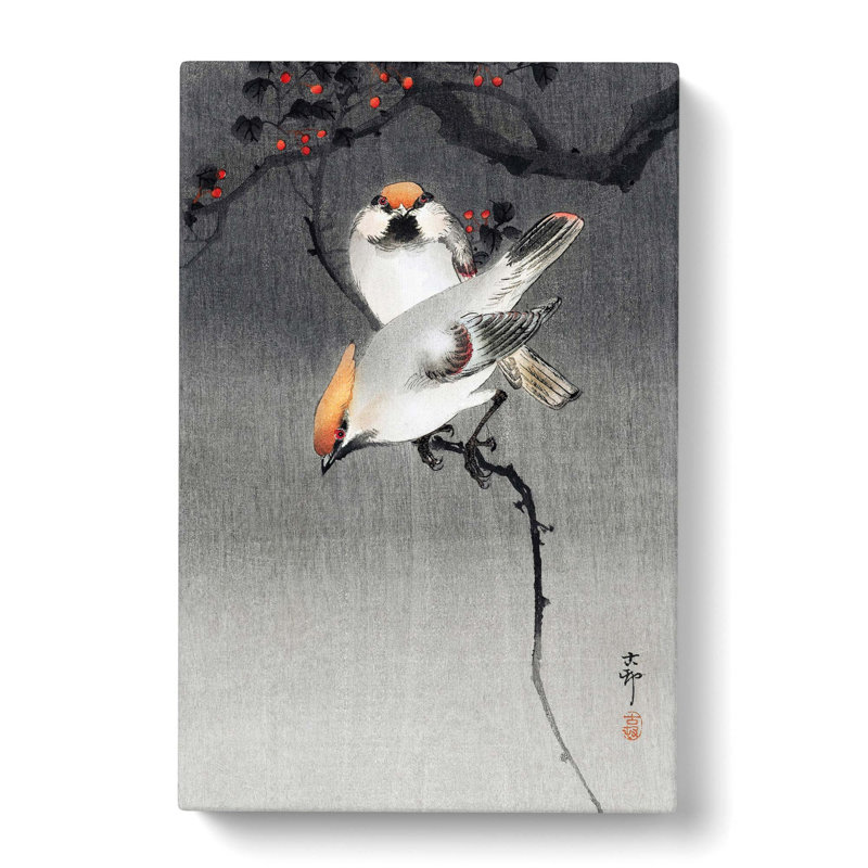 Bohemian Waxwing Birds by Ohara Koson - Wrapped Canvas, 50cm H x 35cm W x 3cm D