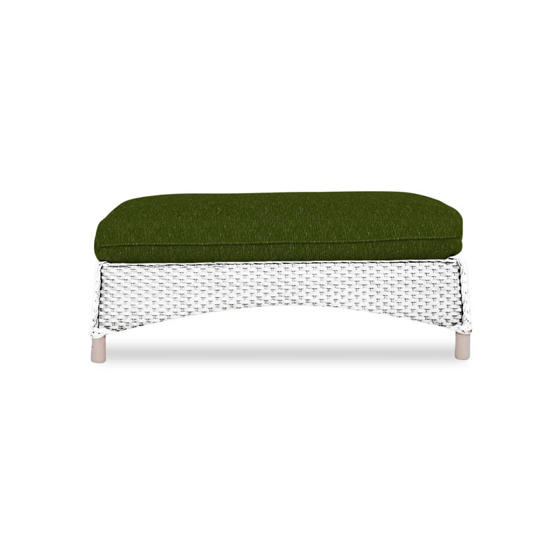 Mandalay Outdoor Ottoman, White, Rollo Linen