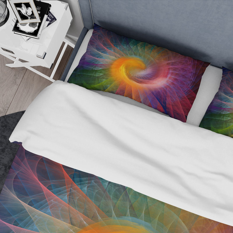 Ensemble de housse de couette Spiral Fractal Geometric VII - Modern - microfibre de polyester