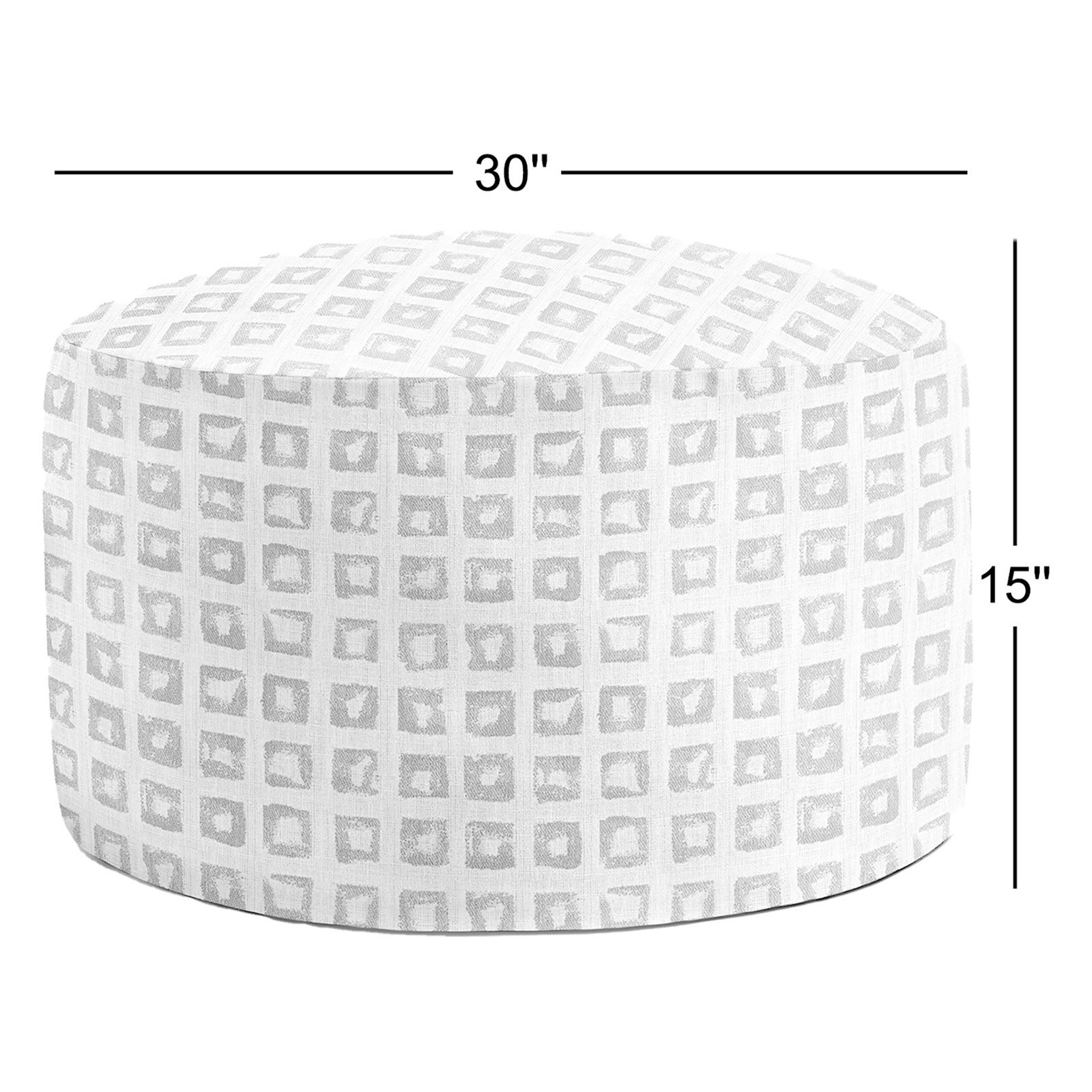 Round Upholstered Outdoor Ottoman with Cushion, Tan