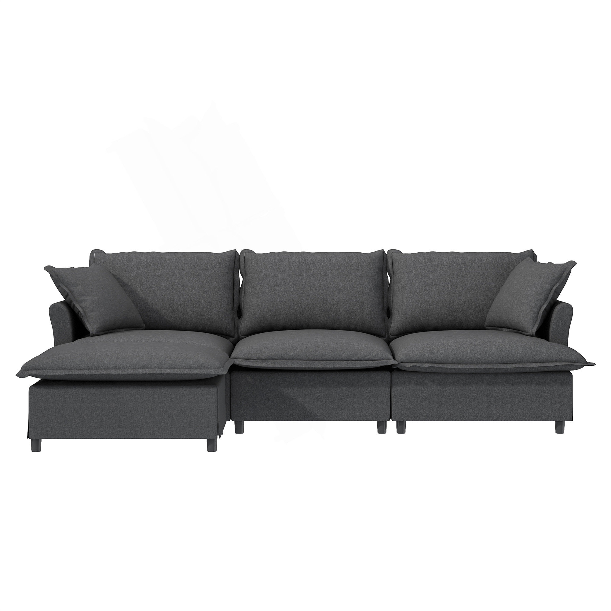 Latitude Run® Sectional Sofa With Ottoman, L Shaped Cloud Couch Set ...