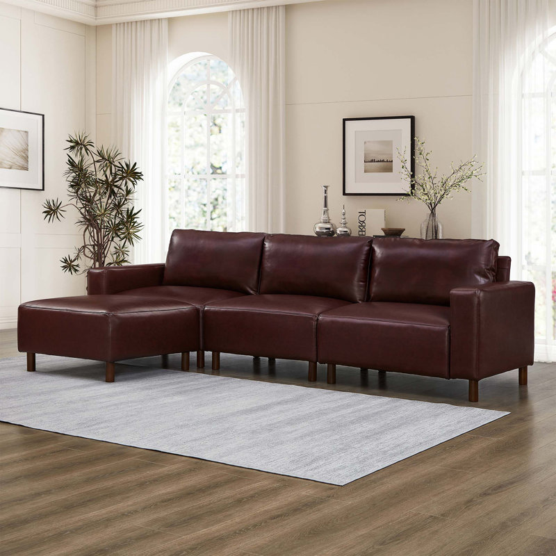 Canapé modulaire de luxe moderne avec revêtement en polyuréthane respirant de qualité supérieure, Bourgogne
