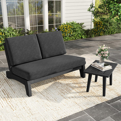 Polett Solid Wood Group Outdoor Conversation Set With Loveseat And Side Table